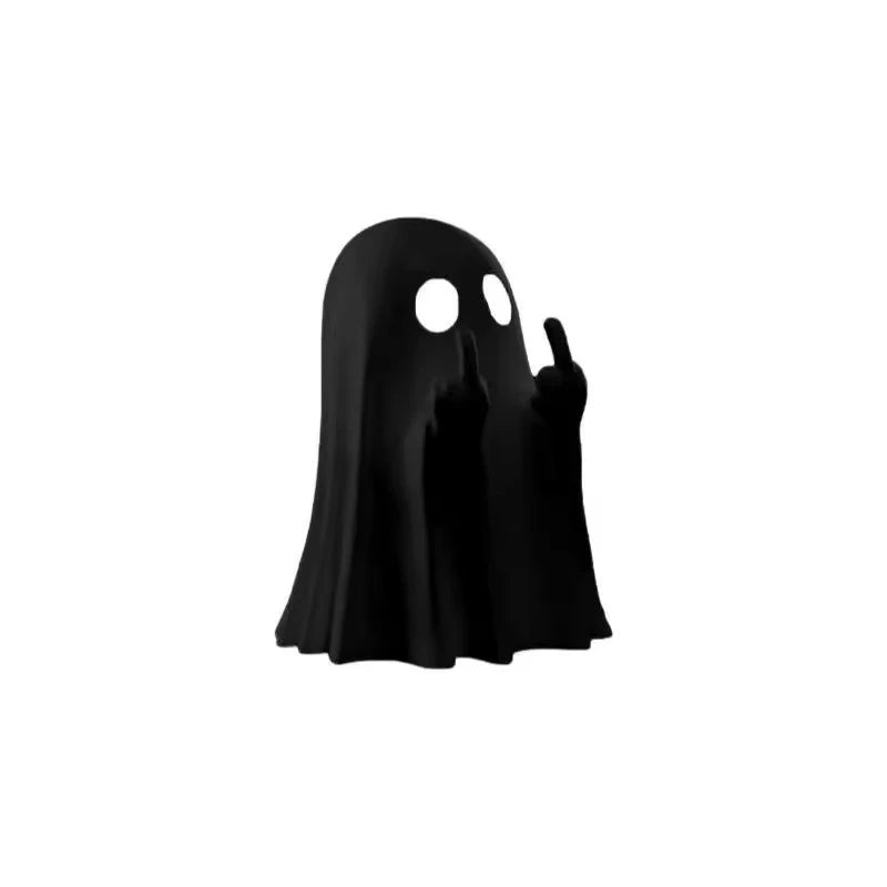 Get Spooky with a Smile: The Hilariously Adorable Middle Finger Ghost Statue - Perfect Halloween Centerpiece!