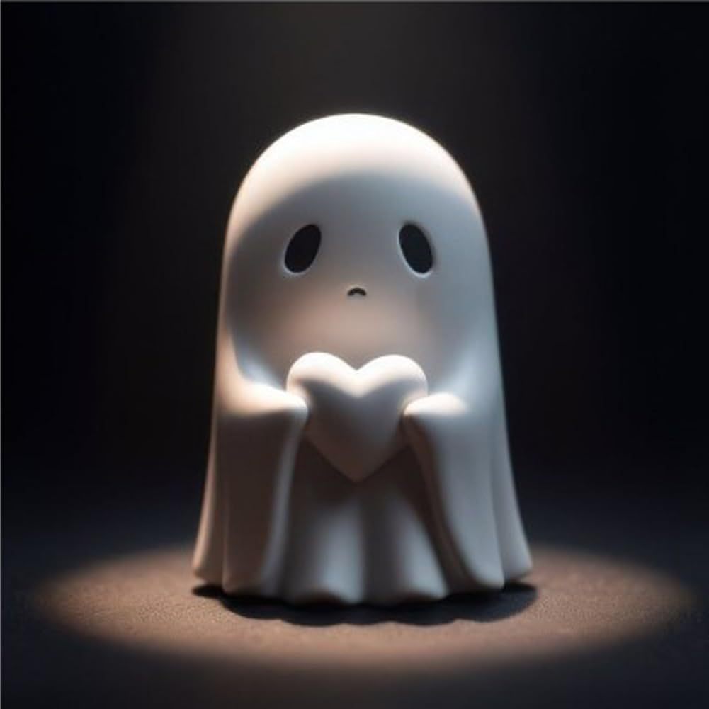Get Spooky with a Smile: The Hilariously Adorable Middle Finger Ghost Statue - Perfect Halloween Centerpiece!